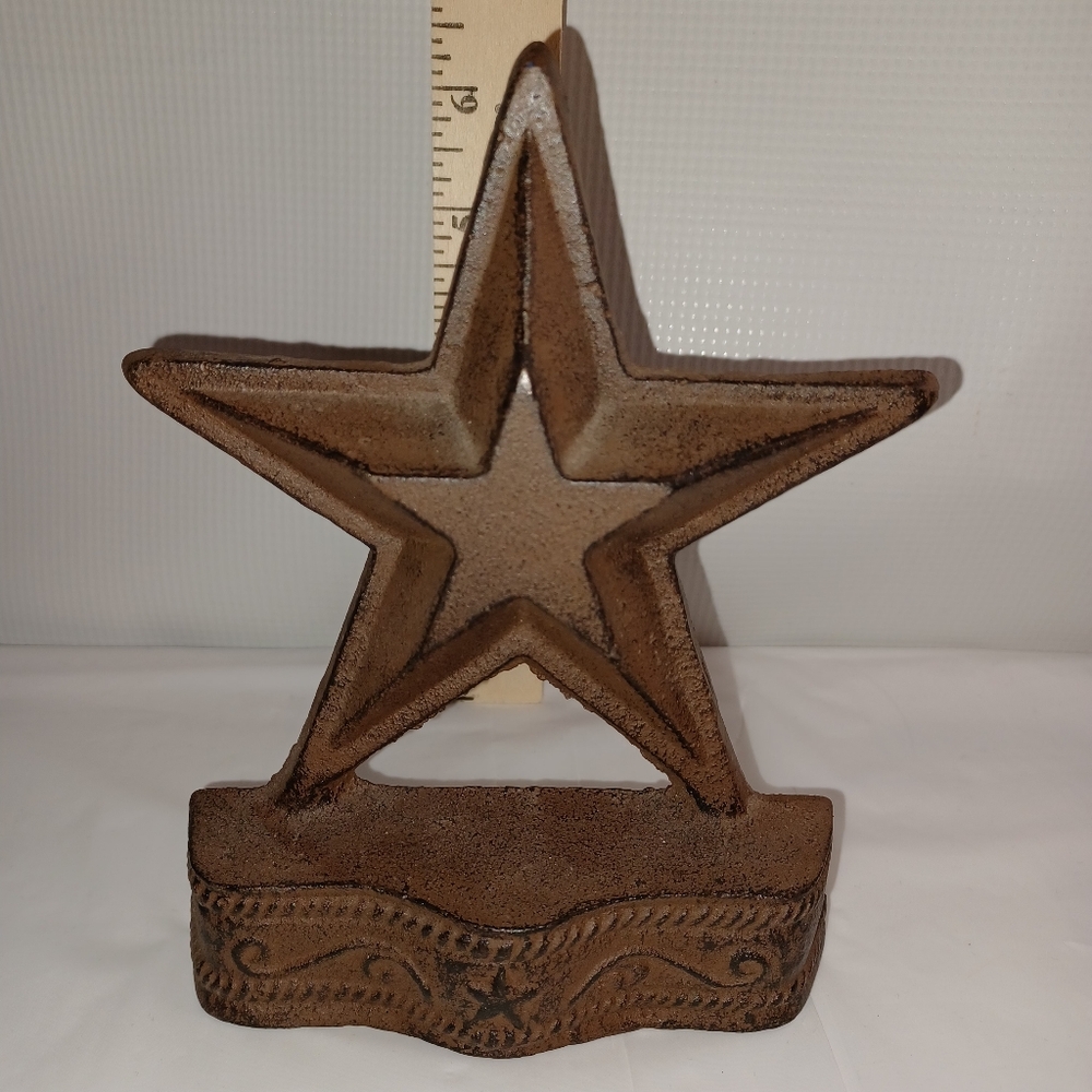 Vintage Rustic Charm Cast Iron Star Decor Western Farm Country Art Door Stop